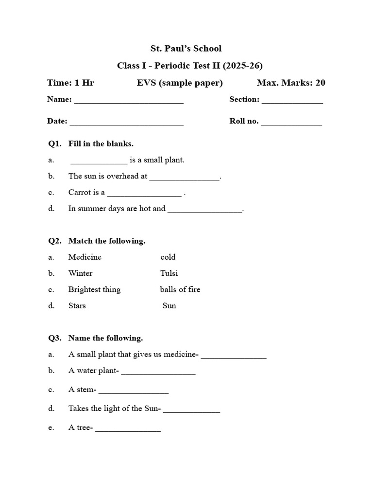 EVS Sample Paper PT II | PDF