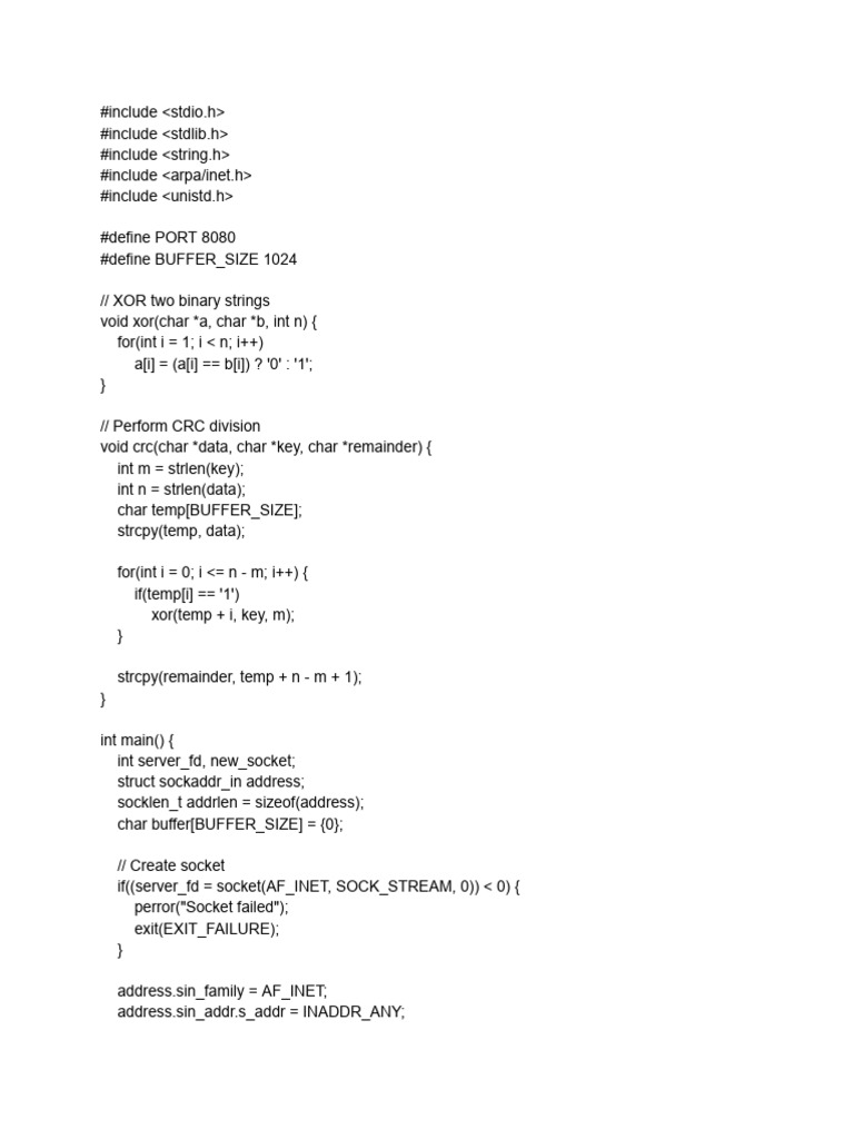 CRC Error Detection in C Code | PDF | Computer Programming | Computing