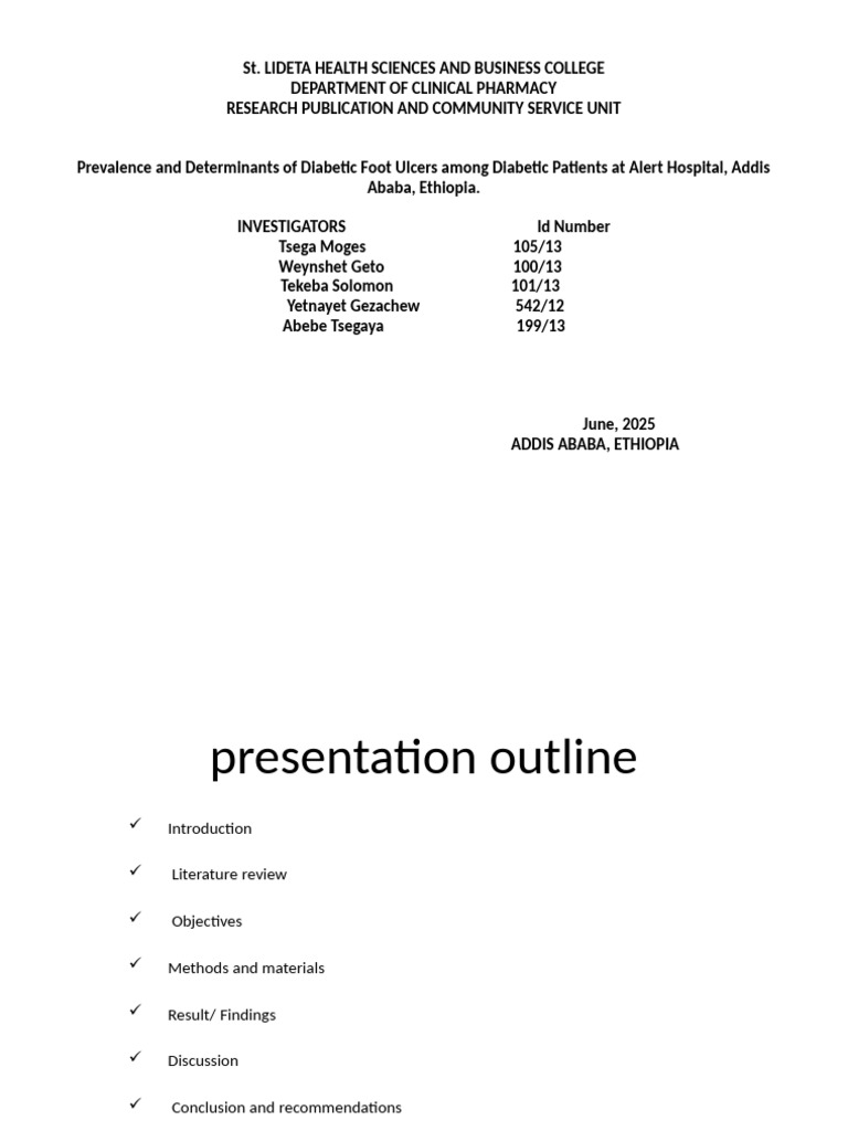 Diabetic Foot Ulcer Study in Ethiopia | PDF | Diabetes | Diabetes ...