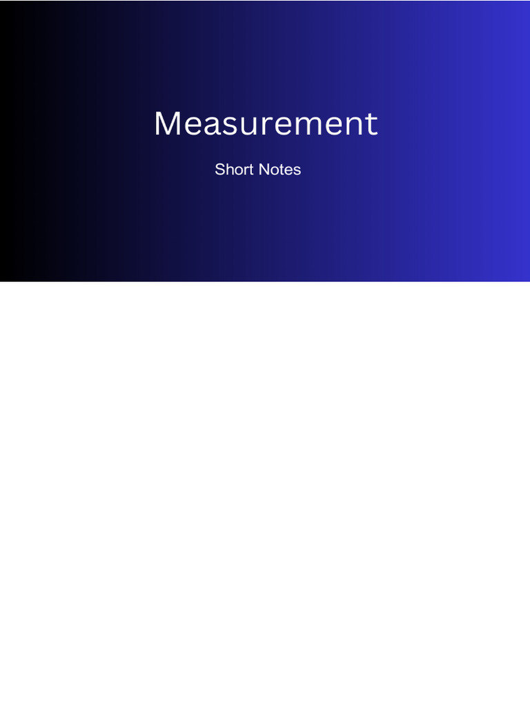 Measurement Short Notes | PDF