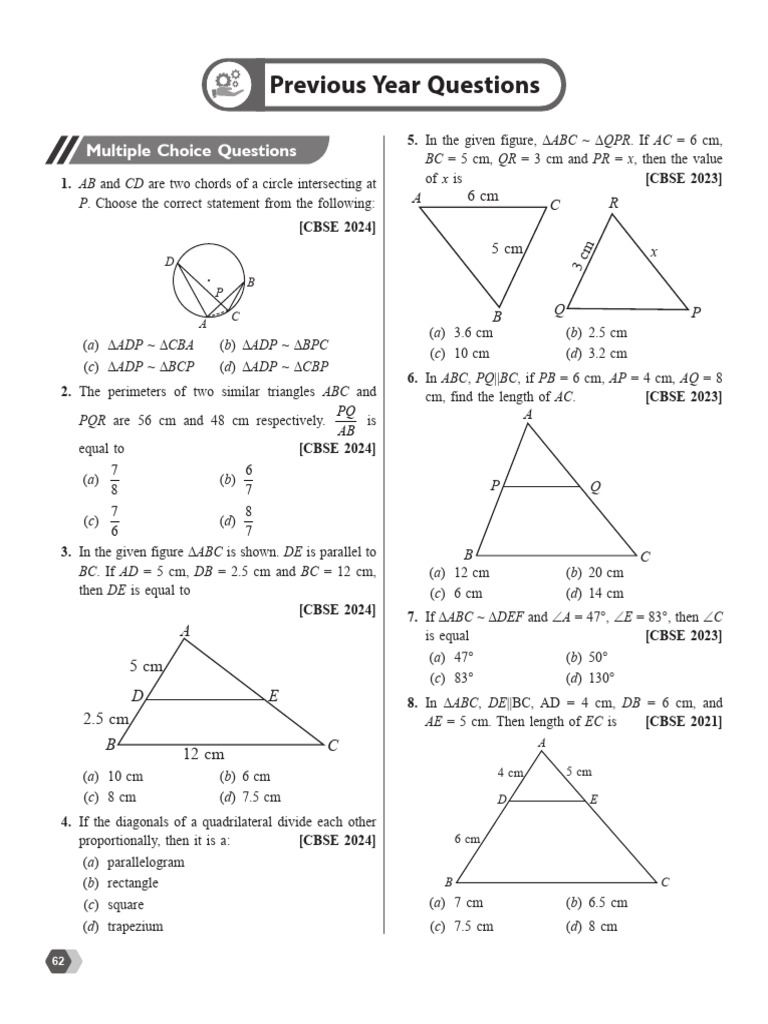 CHAPTER-6 PYQs _Mathematics | PDF | Rectangle | Geometry
