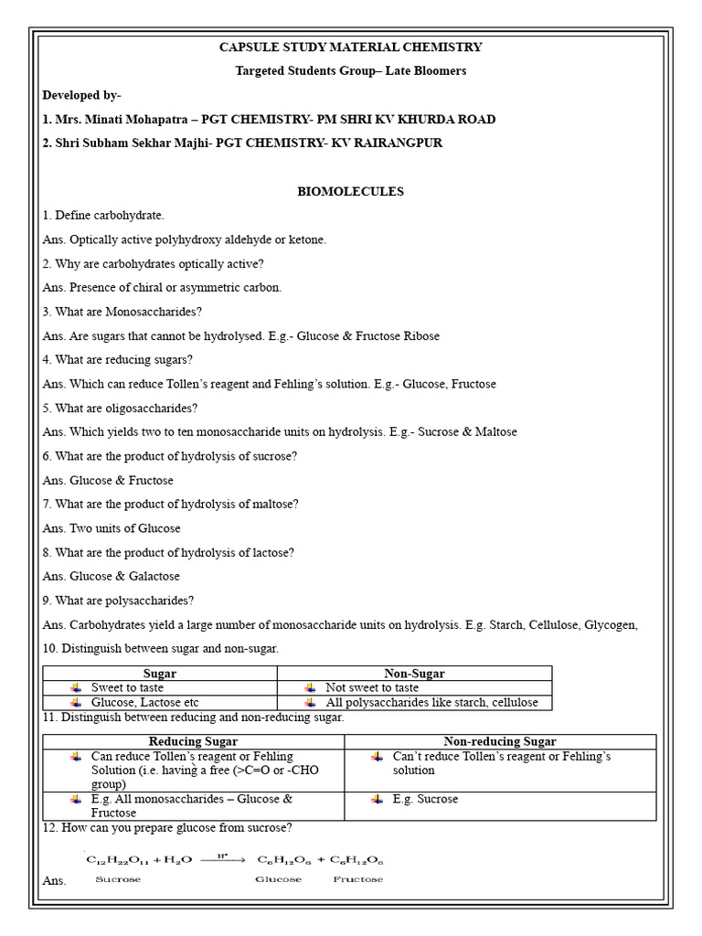 Chemistry Capsule Study: Biomolecules Guide | PDF | Nucleic Acids ...