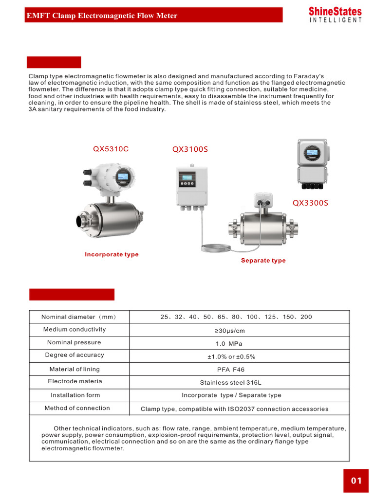 Clamp Electromagnetic Flow Meter Datasheet | PDF | Flow Measurement ...