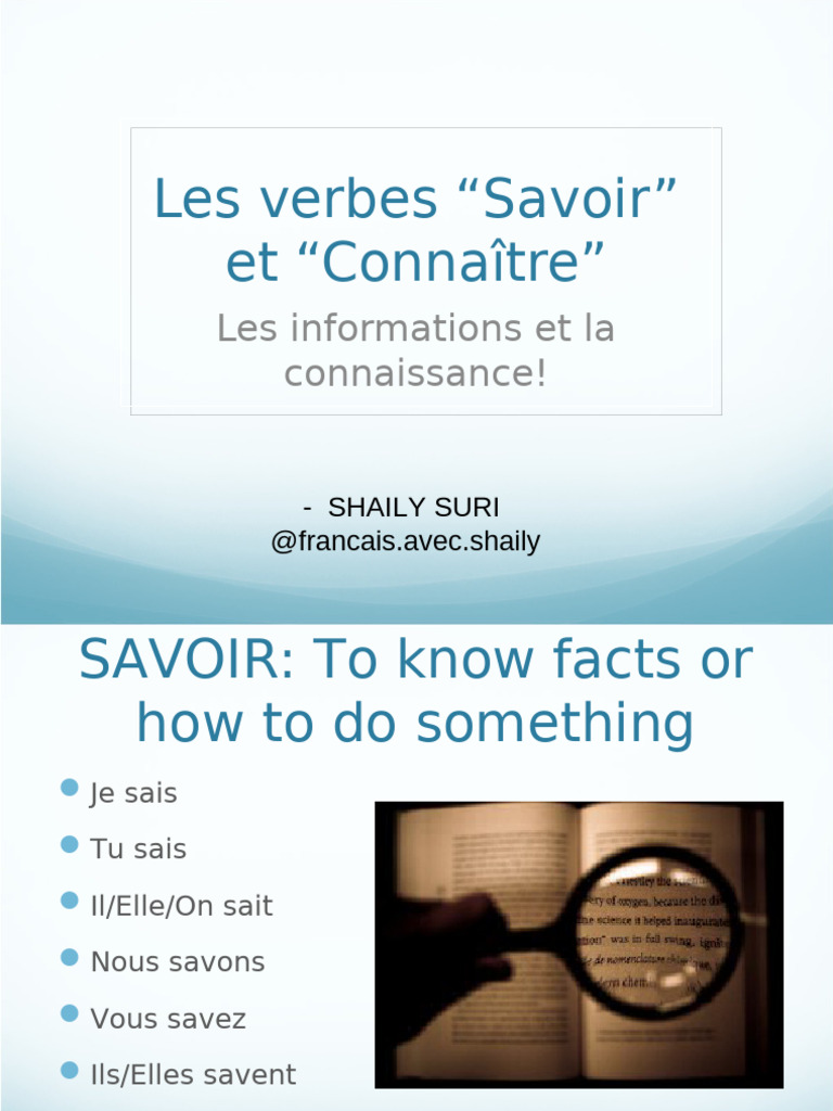 SAVOIR CONNAITRE | PDF
