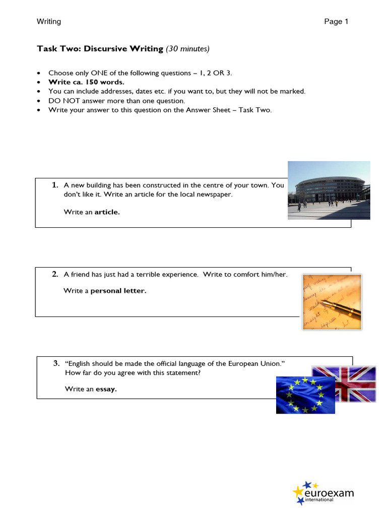 Discursive Writing Task Instructions | PDF