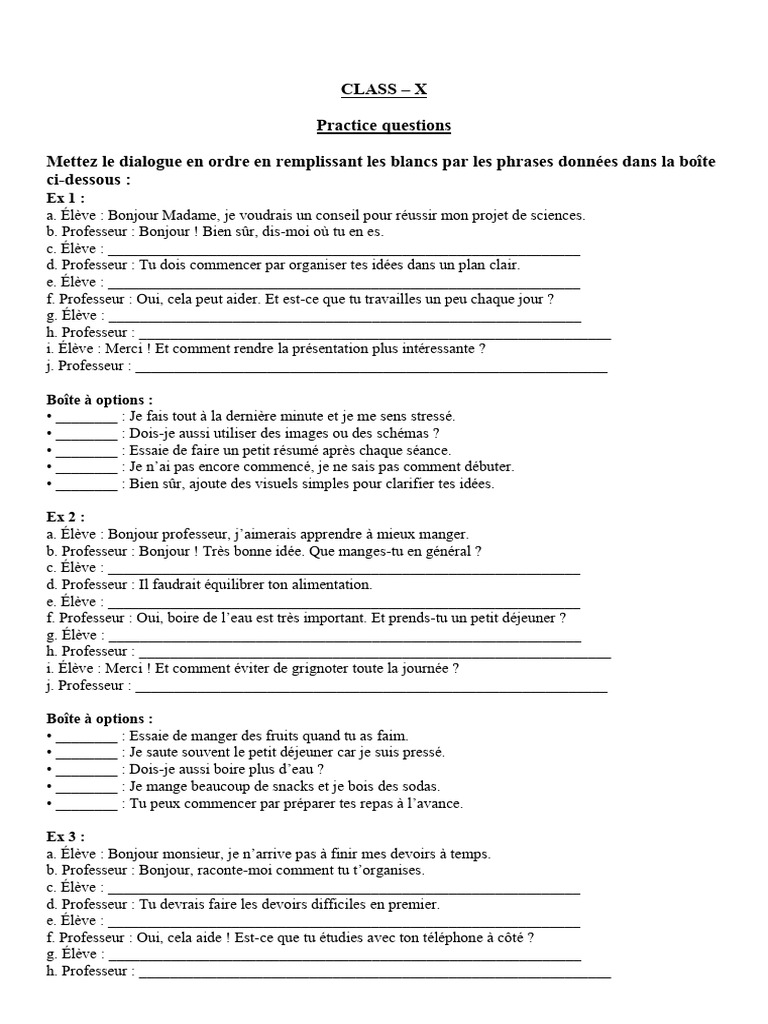 Dialogue d'entraînement pour élèves | PDF