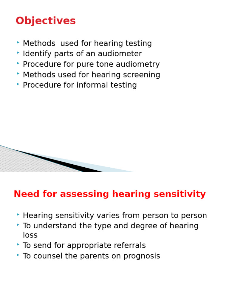 Hearing Testing Methods and Procedures | PDF | Hearing | Hearing Loss