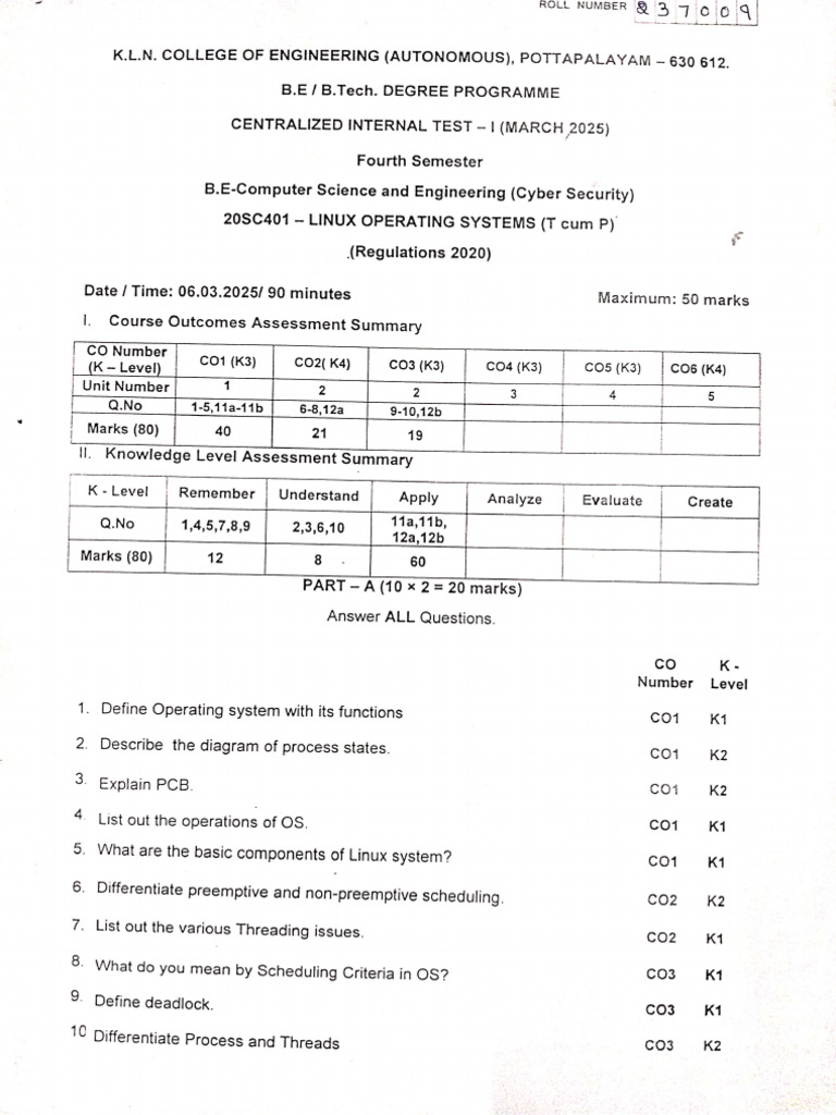 LOS CIT Question Paper | PDF