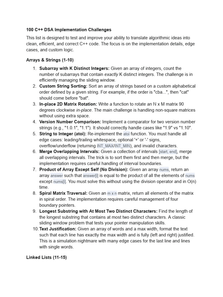 C++ DSA Implementation Challenges | PDF | Queue (Abstract Data Type ...