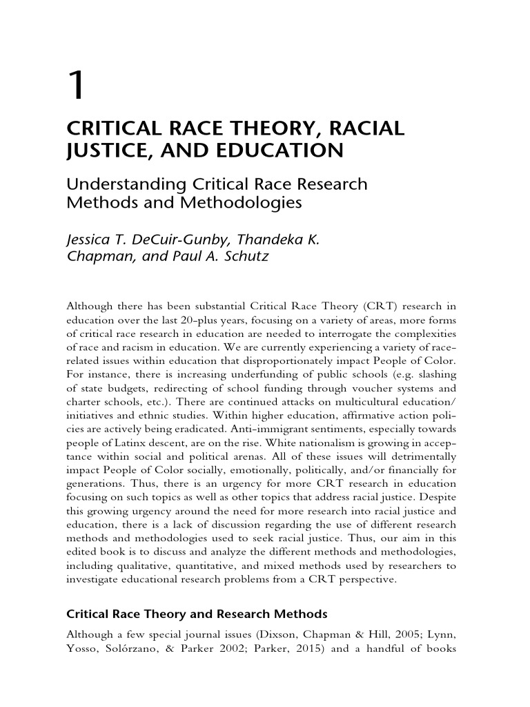 Critical Race Theory in Education Methods | PDF | Critical Race Theory ...