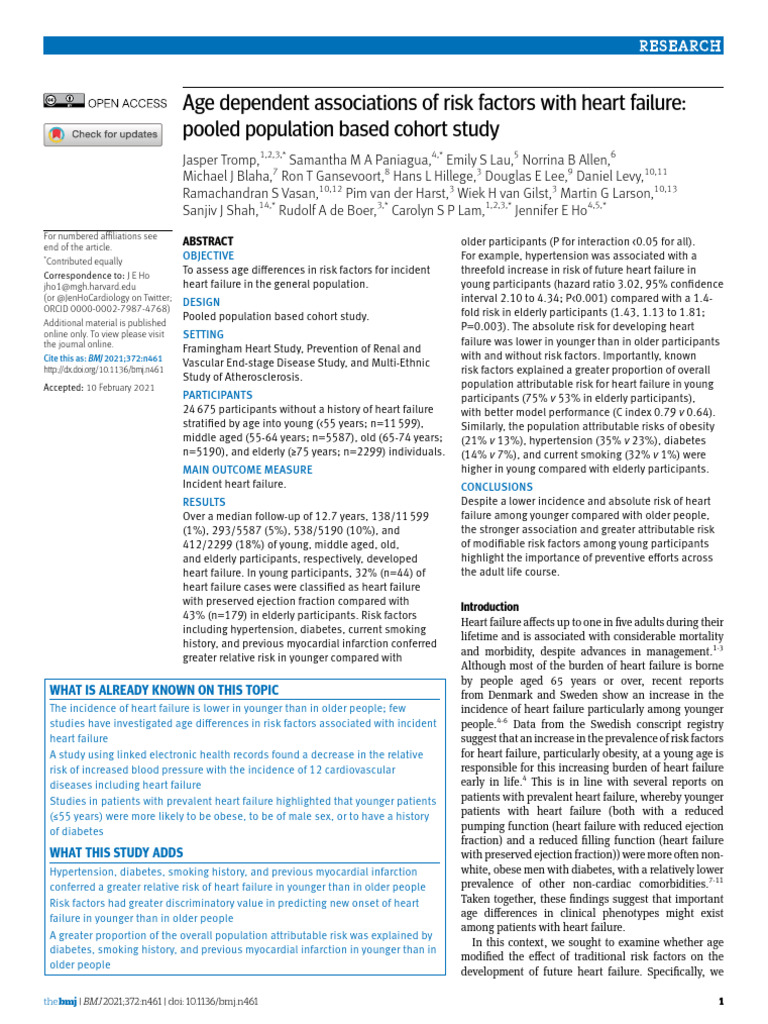 Age-Dependent Heart Failure Risk Factors | PDF | Heart Failure ...
