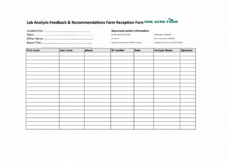 Lab Analysis Feedback and Recommendation Form For Farms | PDF