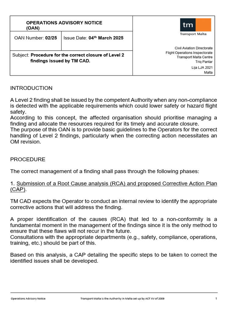 Level 2 Findings Closure Procedure Guide | PDF