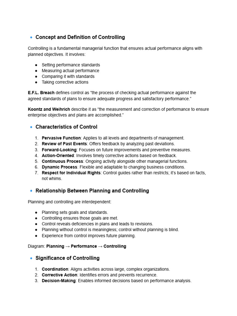 Understanding Controlling in Management | PDF | Goal | Business