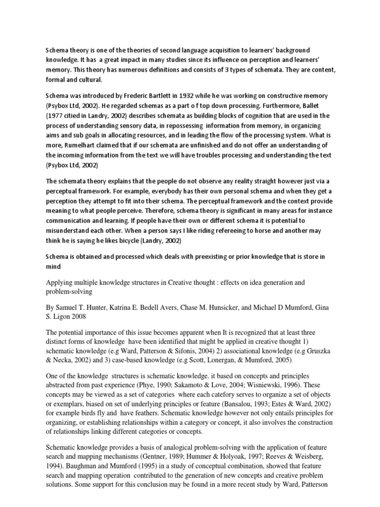 Schema Theory is One of the Theories of Second Language Acquisition to