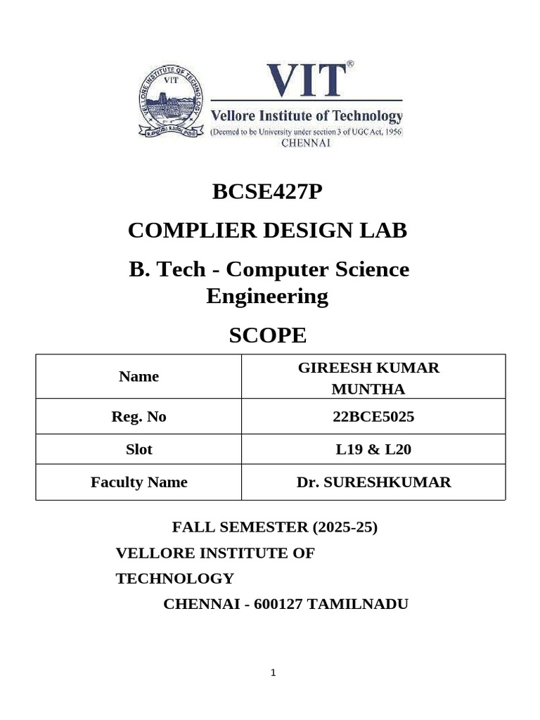 Compiler Design Lab Experiments in C | PDF | Software Engineering ...