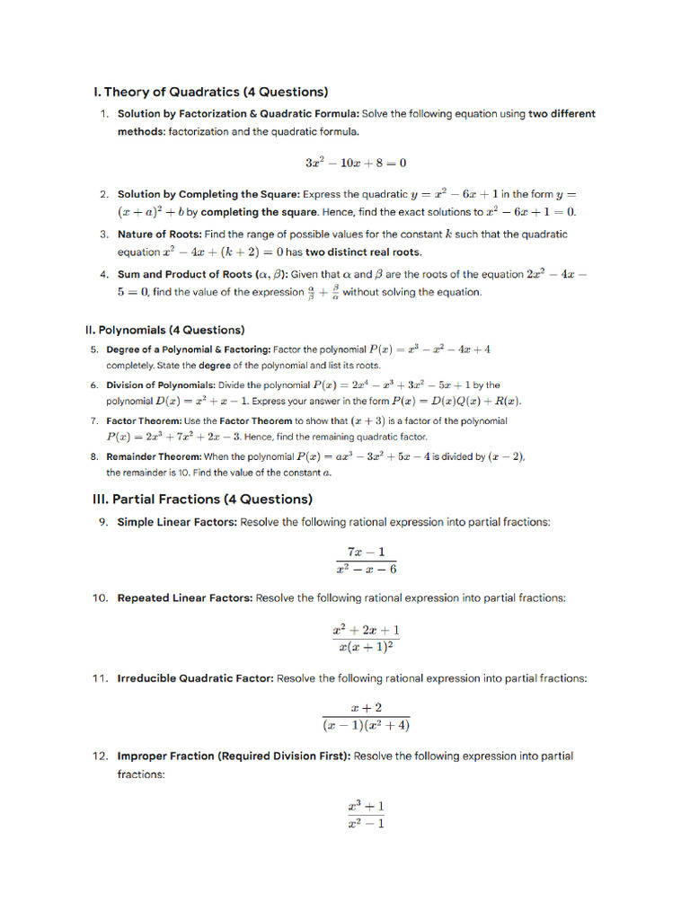 Pure Mathematics Part 1 and 2 | PDF