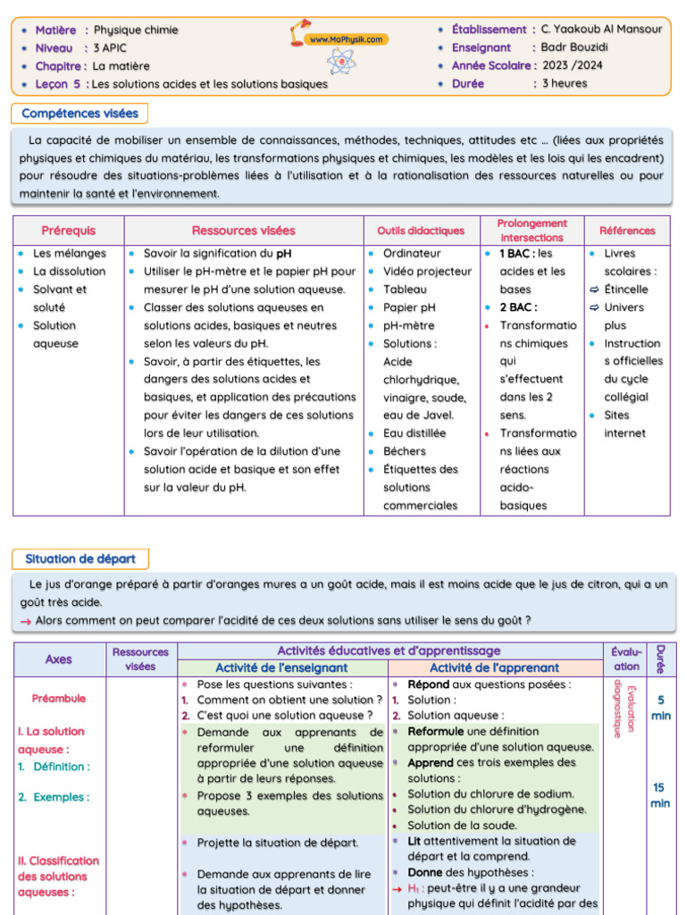 Solutions acides et basiques en chimie | PDF | Ph | Acide