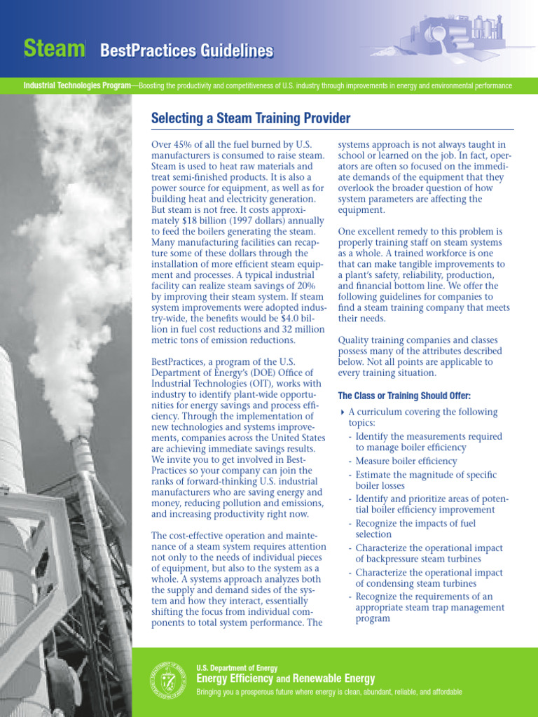 OIT Best Practice, Steam System Training | PDF | Steam | Boiler