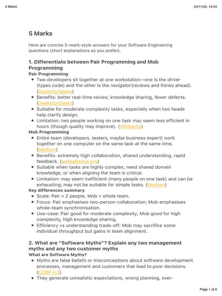5 Marks | PDF | Systems Engineering | Software Engineering