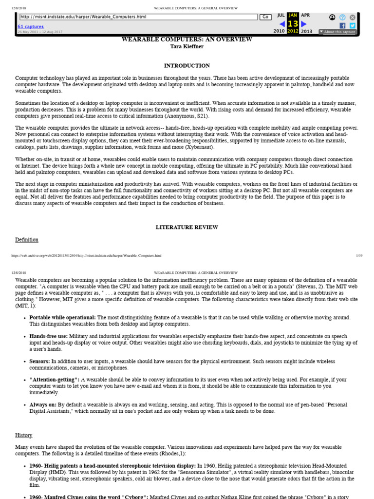 Wearable Computers - A General Overview | PDF | Laptop | Wearable ...