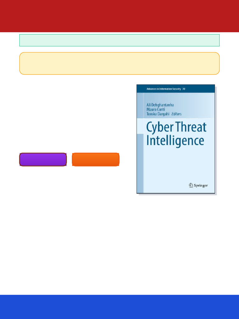 Cyber Threat Intelligence Ali Dehghantanha ebook test edition | PDF ...