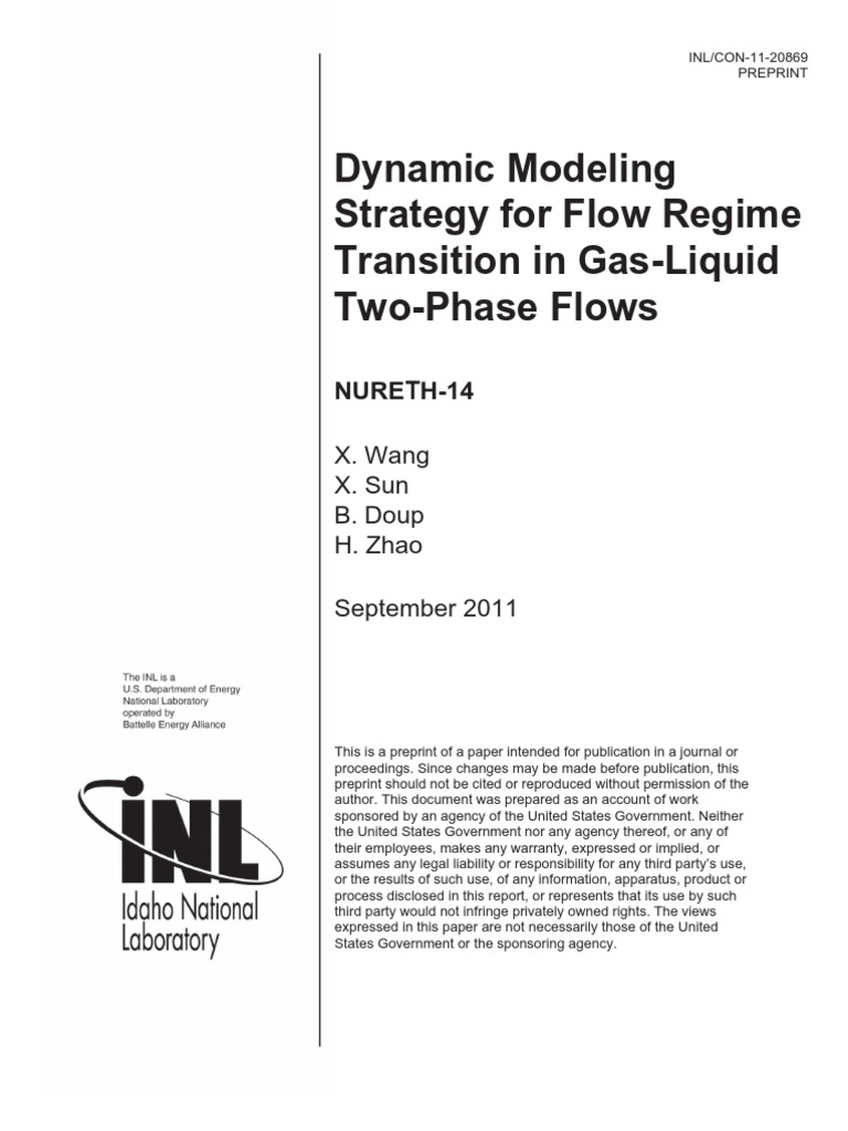Dynamic Modeling Startegy For Flow Regime Transition in Gas-Liquid Two ...