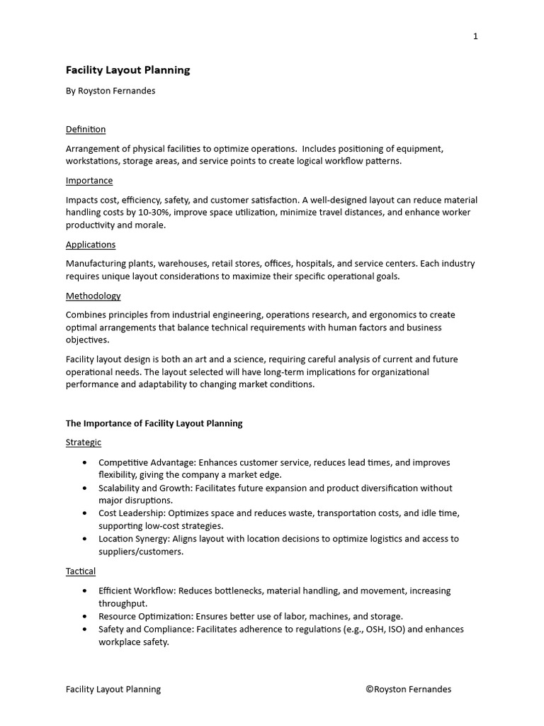 Facility Layout Planning Essentials | PDF | Warehouse | Performance ...