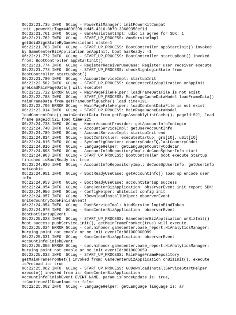 GameCenter Startup Log Analysis | PDF | Software | Telecommunications