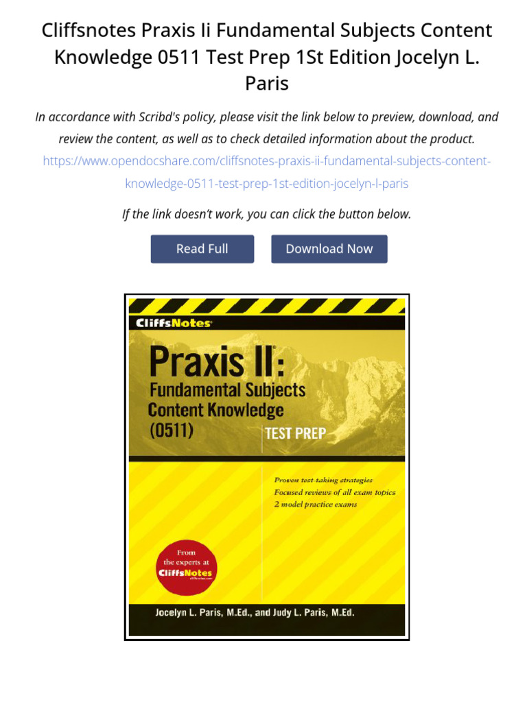 CliffsNotes Praxis II Fundamental Subjects Content Knowledge 0511 Test ...