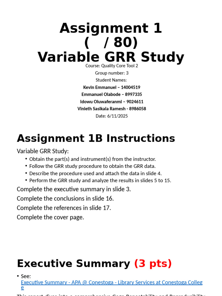 Variable GRR Study Analysis Report | PDF | P Value | Calibration