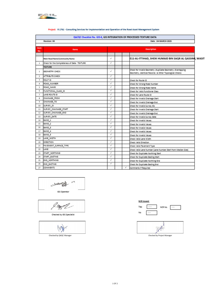 GIS Texture Data QA/QC Checklist | PDF | Computing
