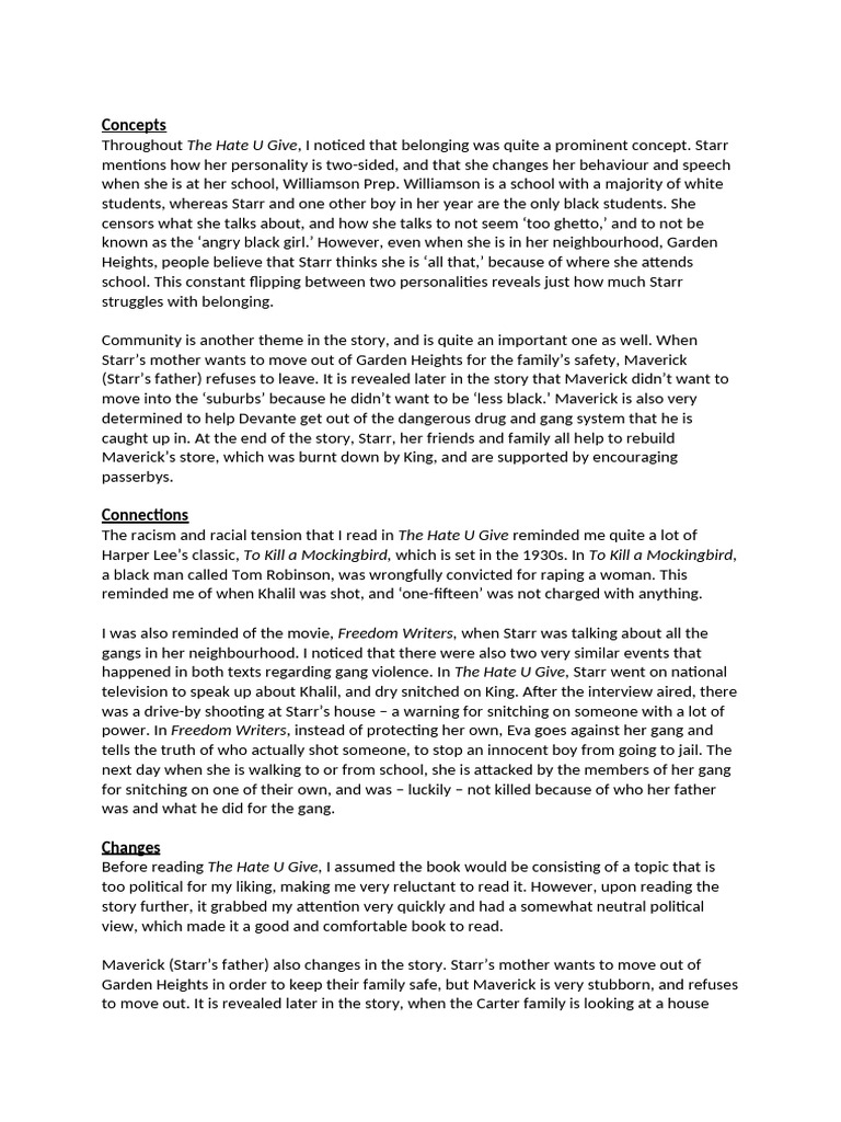 Exploring Themes in The Hate U Give | PDF