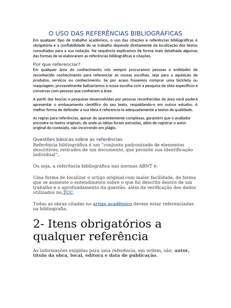 O Uso Das Referências Bibliográficas (Desenvolvendo) | PDF | Citação ...