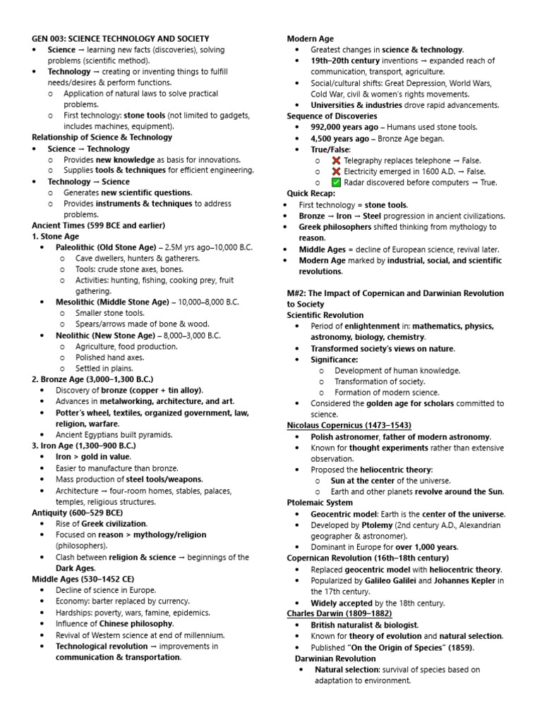Science and Technology Through Ages | PDF | Science | Heliocentrism