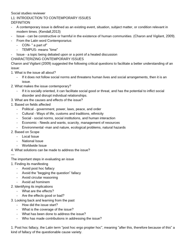 Contemporary Issues in Social Studies | PDF | Unemployment | Recession