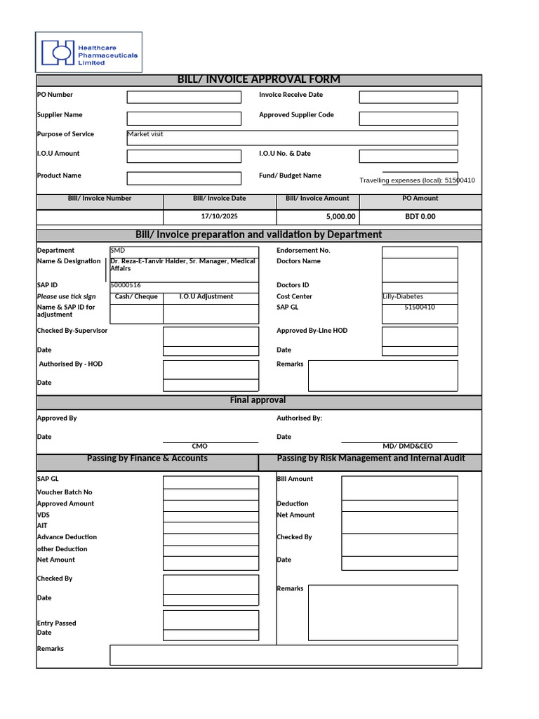 Invoice Approval Form Template | PDF