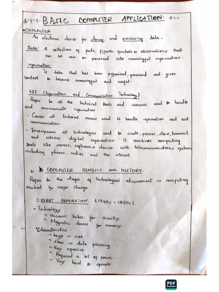 Computer Hand Writing Note | PDF