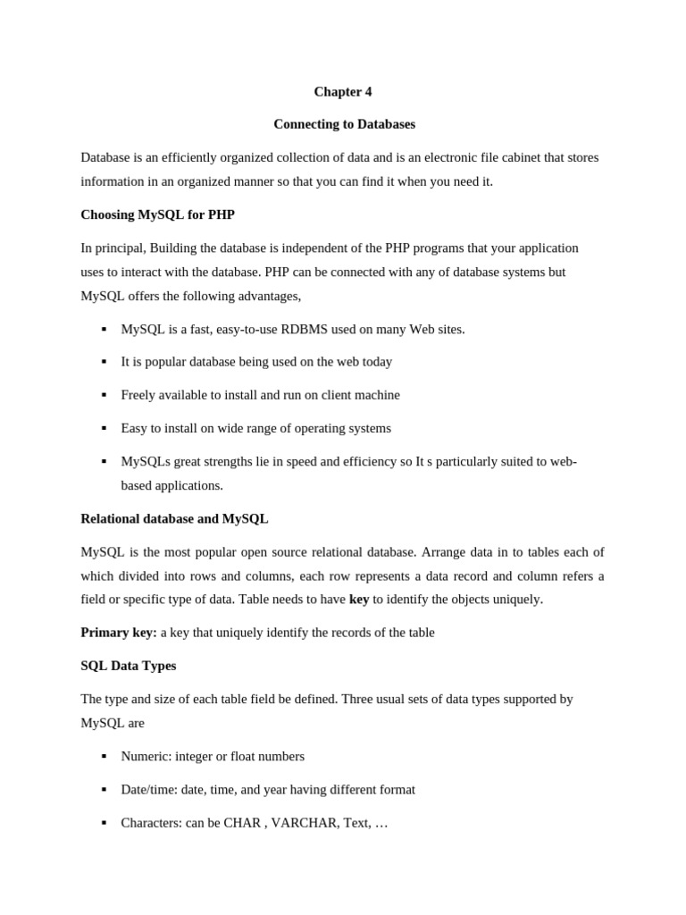 MySQL Database Connection with PHP | PDF | Databases | Relational Database