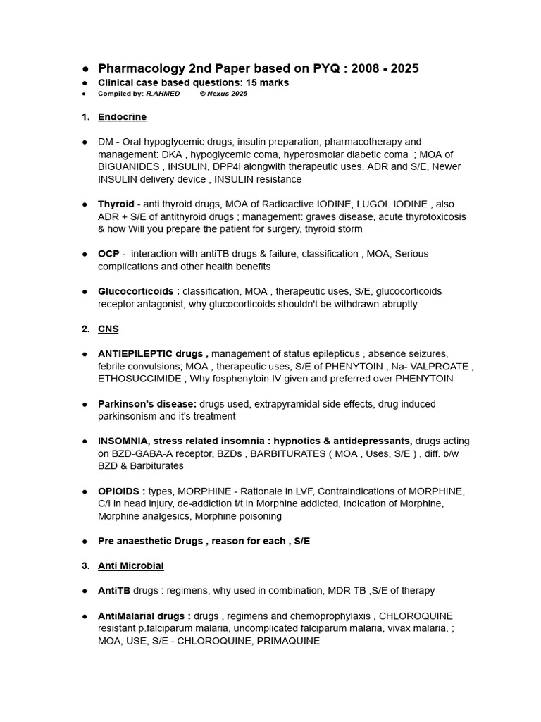 Pharma Paper 2 All Clinical Cases PYQ | PDF | Benzodiazepine | Morphine