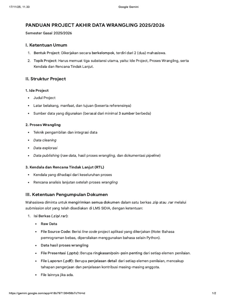Panduan Project Akhir Data Wrangling | PDF