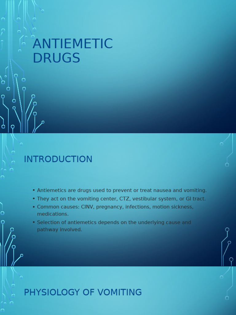 Antiemetic Drugs: Types and Uses | PDF | Nausea | Vomiting