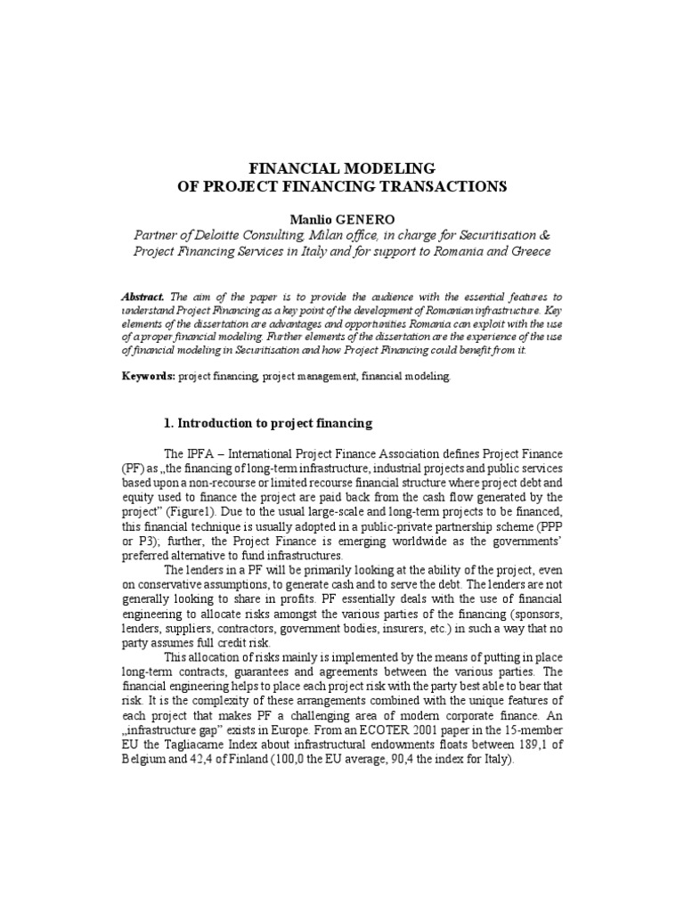 Financial Modelling For A Project | PDF | Public–Private Partnership ...