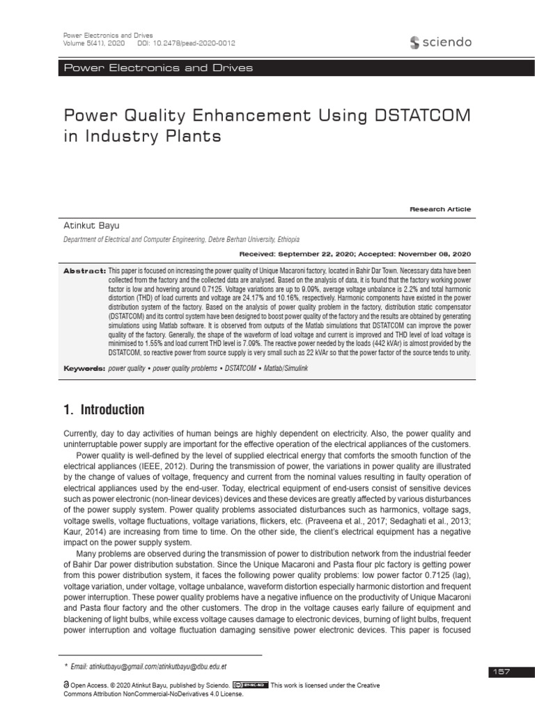 Power Quality Enhancement Using DSTATCOM-2020-0012 | PDF | Ac Power ...