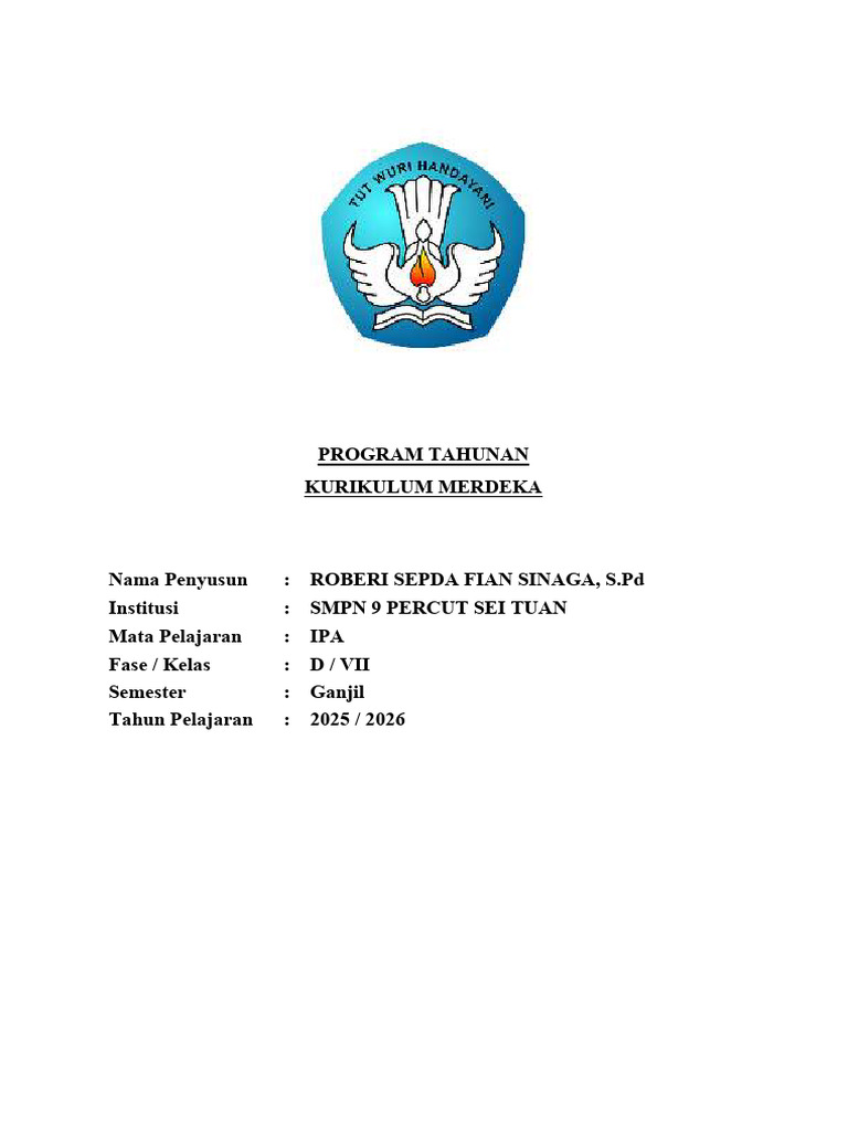 Program Tahunan IPA SMPN 9 2025/2026 | PDF