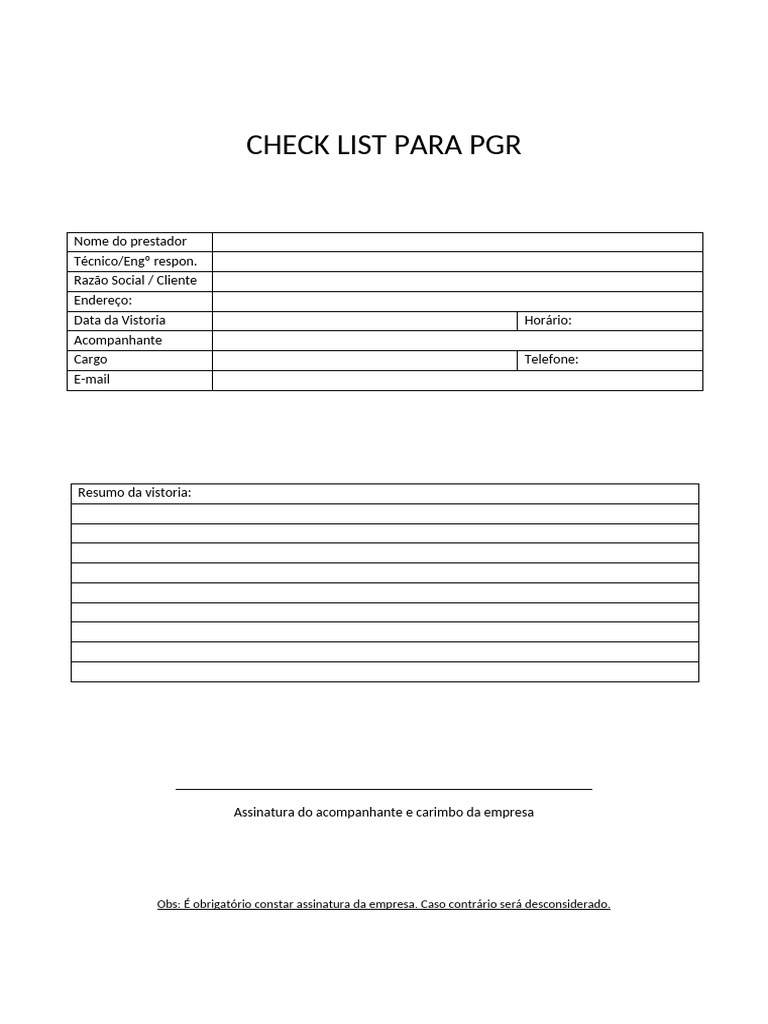 Checklist Completo para PGR | PDF