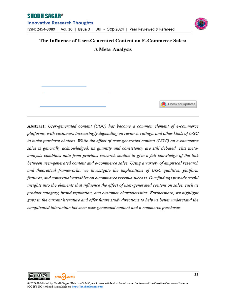 Impact of User-Generated Content on E-Commerce Sales | PDF | E Commerce ...