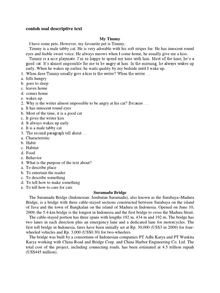 Descriptive text exercise multiple choice image