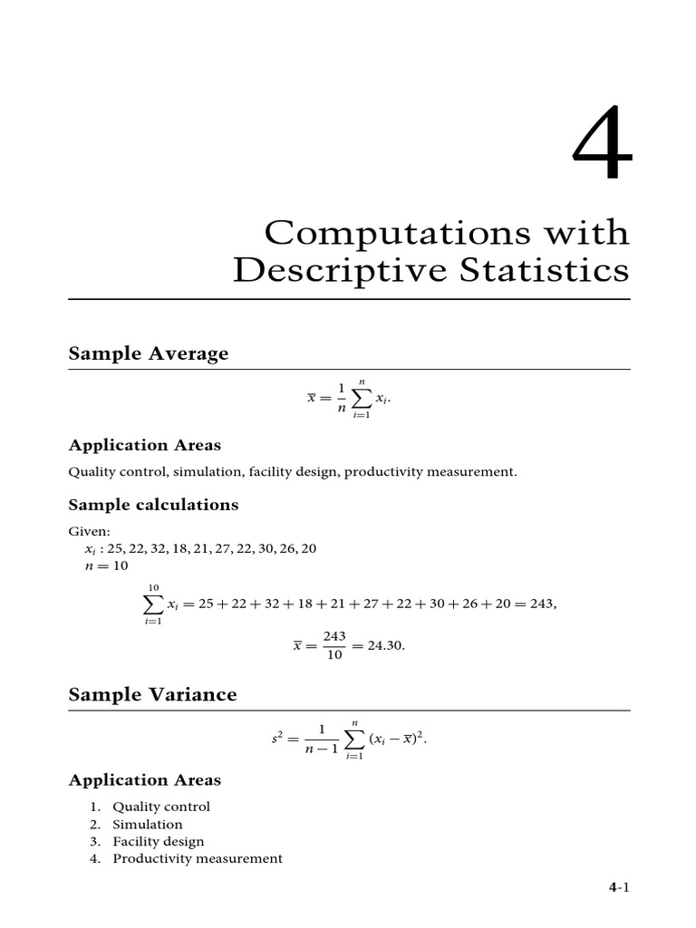 Descriptive Statistics Computations Guide | PDF | Errors And Residuals ...