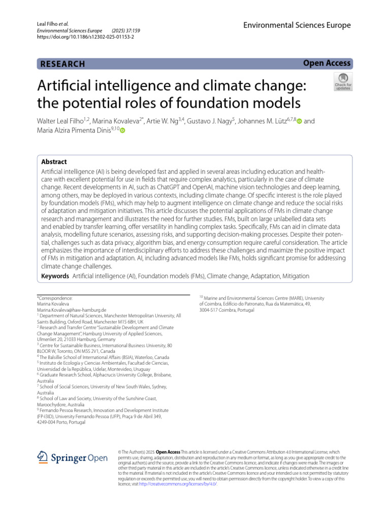 AI Foundation Models in Climate Change | PDF | Artificial Intelligence ...